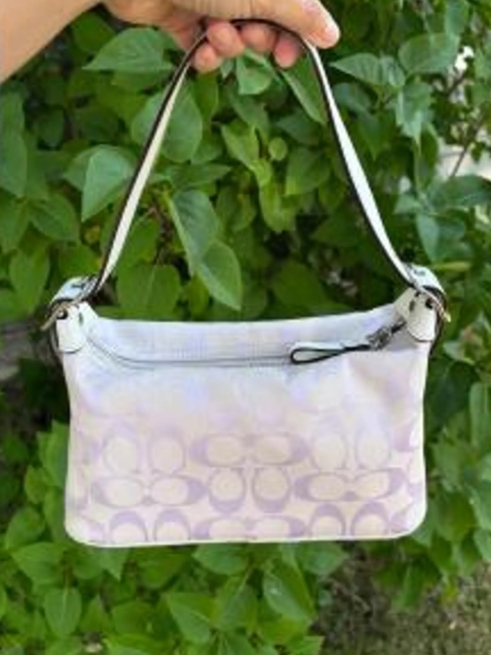 Coach Signature Print Shoulder Bag in Light Purple mini Y2K